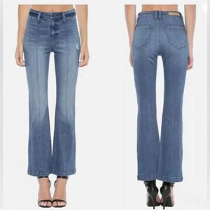 Women’s Cello High Rise Flare Jeans Distressed Medium Wash Size 9 EUC